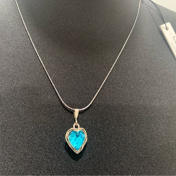 Zuman Jewelry - Sterling Silver Blue Crystal Heart Necklace by Noa Zuman Made in Israel